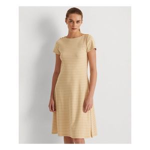 Lauren Ralph Lauren | Dresses | Lauren Ralph Lauren Womens Beige Short  Sleeve Fit Flare Dress | Poshmark